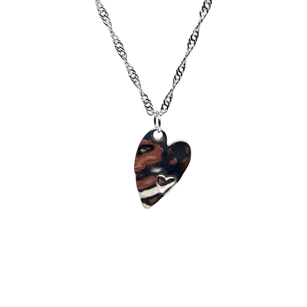 Silver Heart Charm Silver Indio Jewelry Necklace Chain #7071